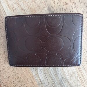 Coach Embossed Brown Leather Card Holder